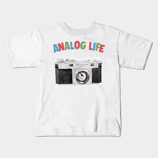 Analog Life / Camera Geek Gift Design Kids T-Shirt by DankFutura